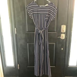 Navy Blue Pin-Stripe Romper